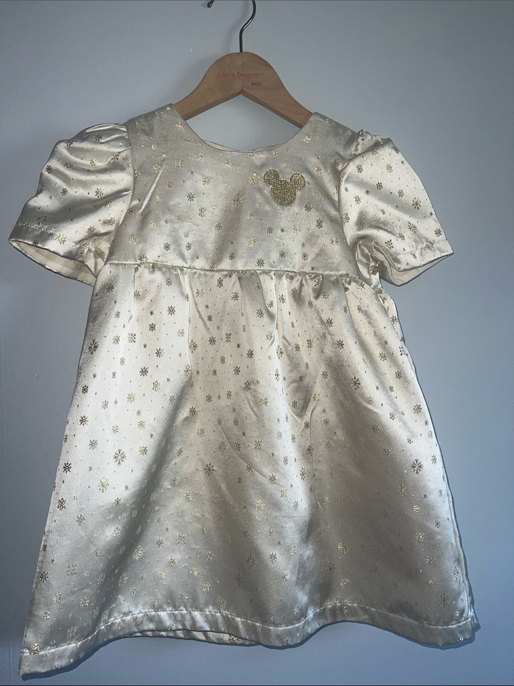 Disney Cream Dress with Gold Sparkle Mickey